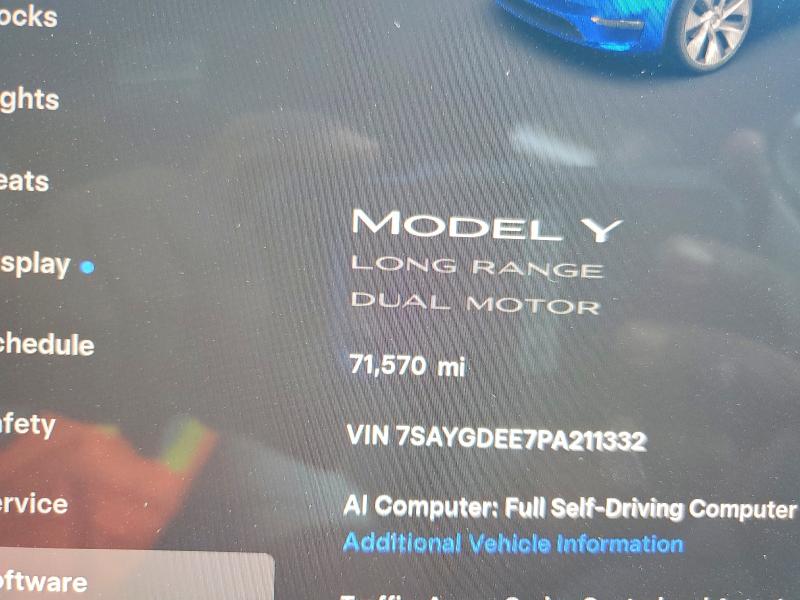 Foto 9 de la subasta – 2023 TESLA MODEL Y con VIN 7SAYGDEE7PA211332