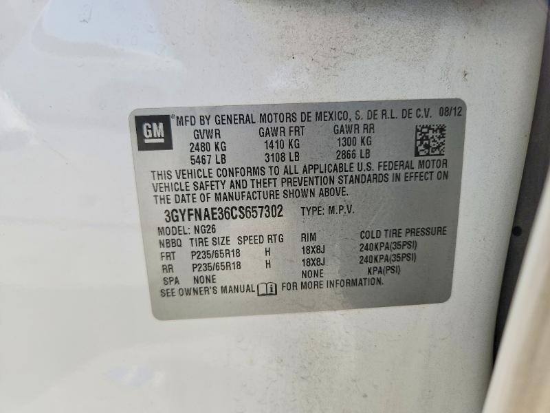Photo 14 from auction – 2012 CADILLAC SRX with VIN 3GYFNAE36CS657302