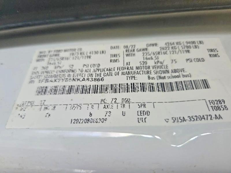 Photo 10 from auction – 2022 FORD TRANSIT with VIN 1FBAX2Y85NKA83866