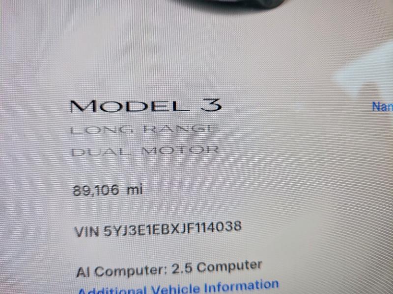 Photo 9 from auction – 2018 TESLA MODEL 3 with VIN 5YJ3E1EBXJF114038