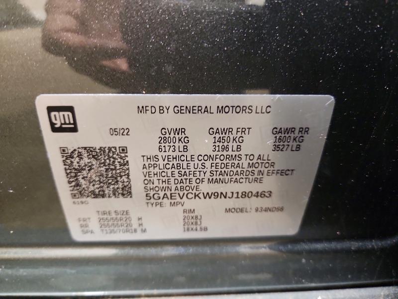 Photo 14 from auction – 2022 BUICK ENCLAVE with VIN 5GAEVCKW9NJ180463