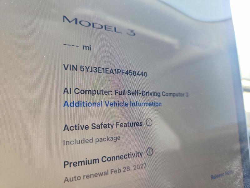 Photo 9 from auction – 2023 TESLA MODEL 3 with VIN 5YJ3E1EA1PF458440
