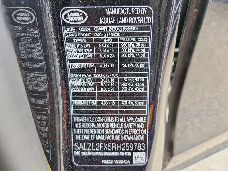 Photo 14 from auction – 2024 LAND ROVER RANGE ROVER EVOQUE with VIN SALZL2FX5RH259783
