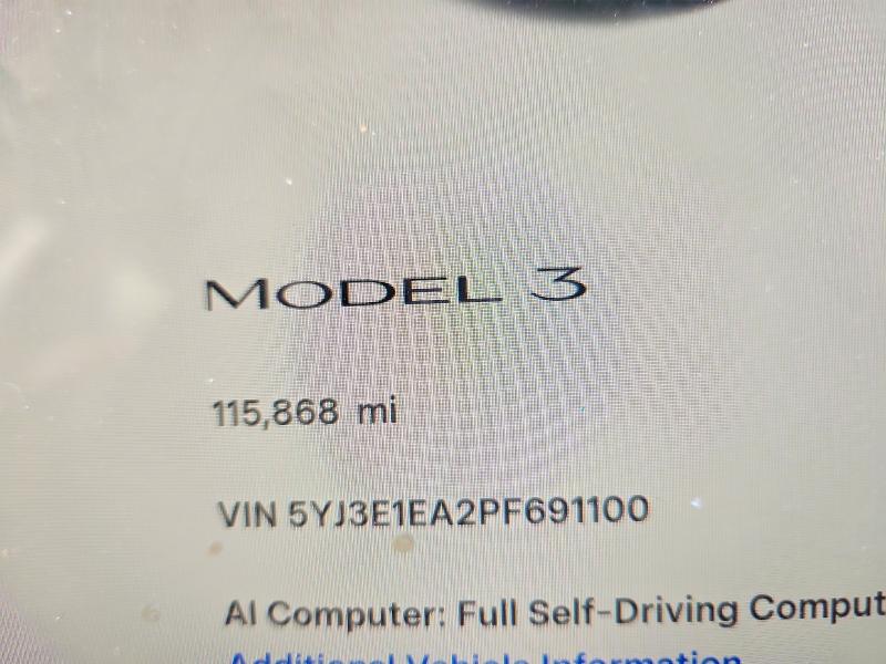 Photo 9 from auction – 2023 TESLA MODEL 3 with VIN 5YJ3E1EA2PF691100