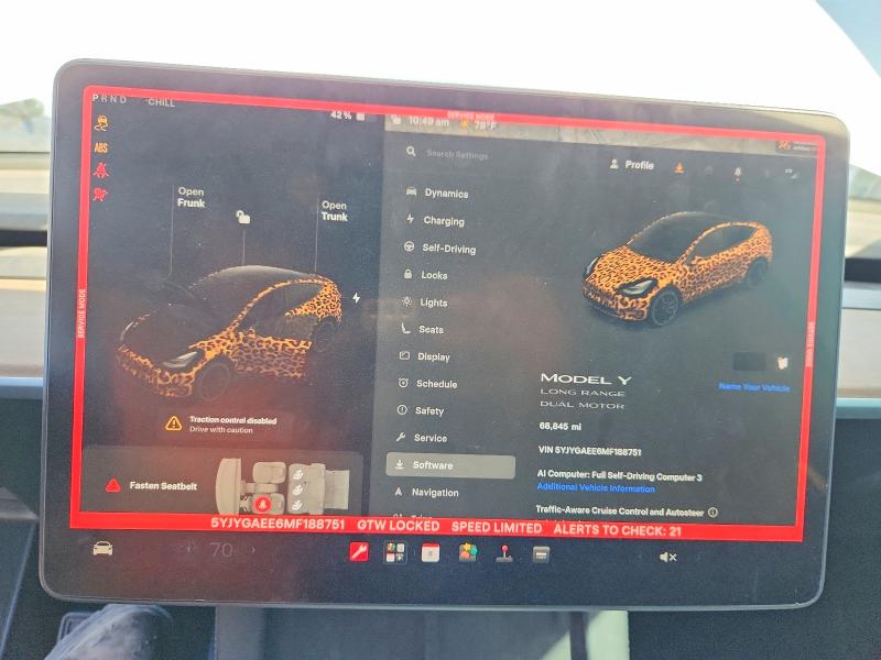 Photo 9 from auction – 2021 TESLA MODEL Y with VIN 5YJYGAEE6MF188751