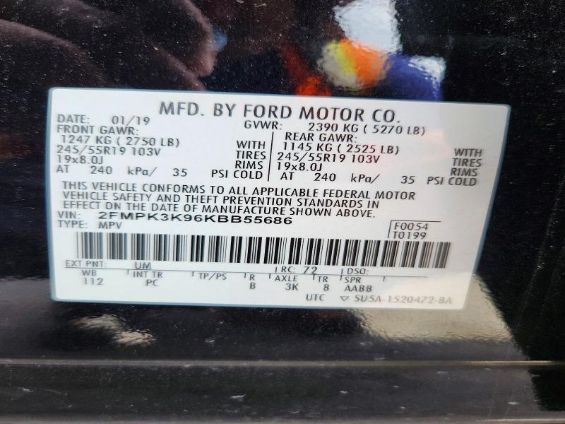 Снимка 14 от търг – 2019 FORD EDGE с VIN 2FMPK3K96KBB55686
