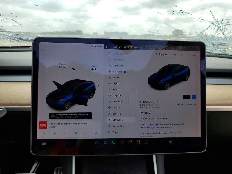 Снимка 9 от търг – 2020 TESLA MODEL Y с VIN 5YJYGDEE2LF009315