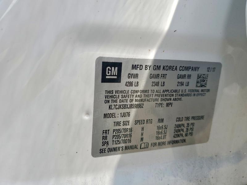 Photo 14 from auction – 2018 CHEVROLET TRAX with VIN KL7CJKSBXJB598962