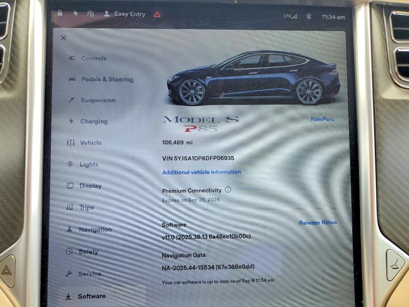 Photo 9 from auction – 2013 TESLA MODEL S with VIN 5YJSA1DP8DFP06935