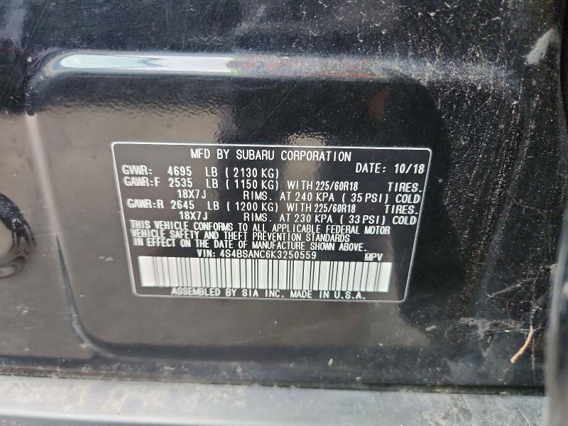 Photo 14 from auction – 2019 SUBARU OUTBACK with VIN 4S4BSANC6K3250559
