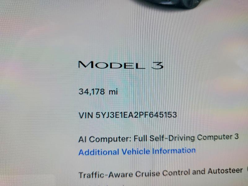 Photo 9 from auction – 2023 TESLA MODEL 3 with VIN 5YJ3E1EA2PF645153