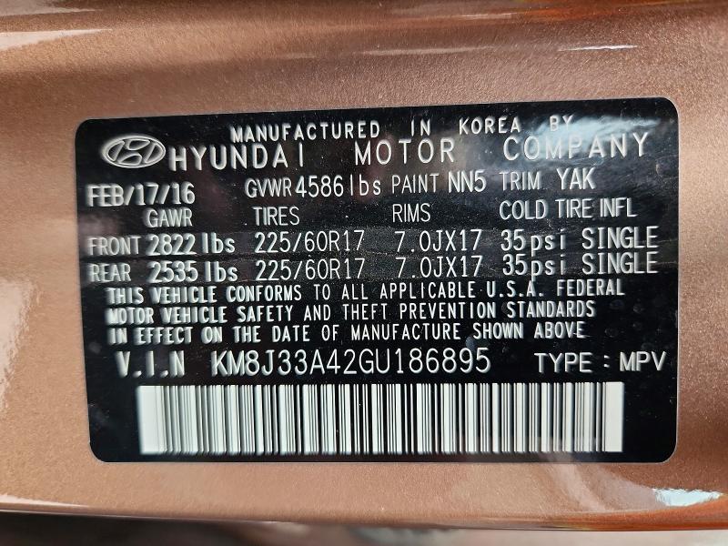Photo 14 from auction – 2016 HYUNDAI TUCSON with VIN KM8J33A42GU186895