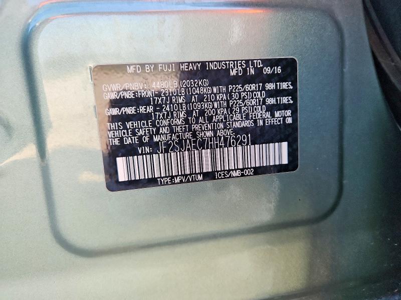 Photo 14 from auction – 2017 SUBARU FORESTER with VIN JF2SJAEC7HH476291