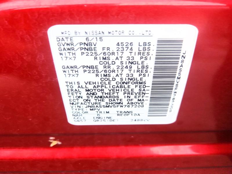 Photo 14 from auction – 2015 NISSAN ROGUE SELECT with VIN JN8AS5MV5FW767208