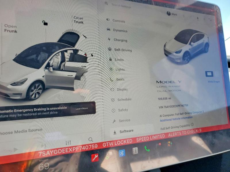 Photo 9 from auction – 2023 TESLA MODEL Y with VIN 7SAYGDEEXPF740759