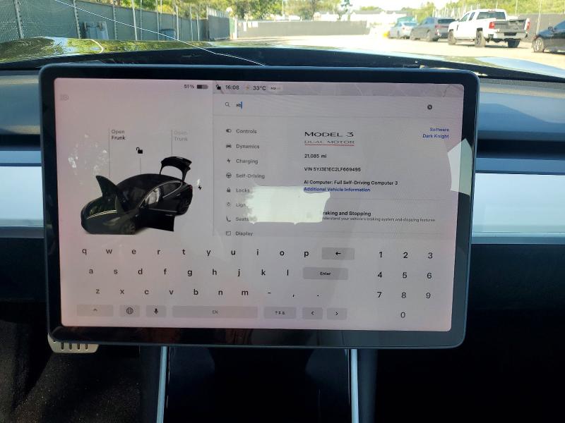 Photo 9 from auction – 2020 TESLA MODEL 3 with VIN 5YJ3E1EC2LF669495
