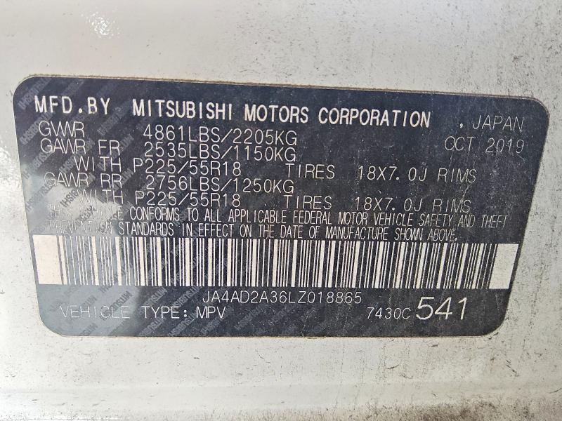 Photo 14 from auction – 2020 MITSUBISHI OUTLANDER with VIN JA4AD2A36LZ018865