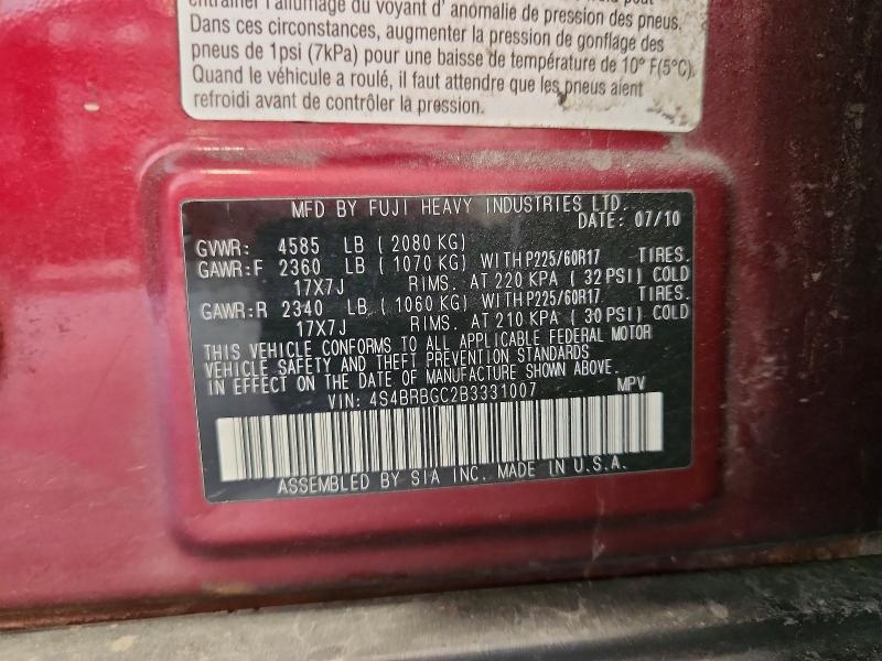 Фото 14 с аукциона – 2011 SUBARU OUTBACK с VIN 4S4BRBGC2B3331007