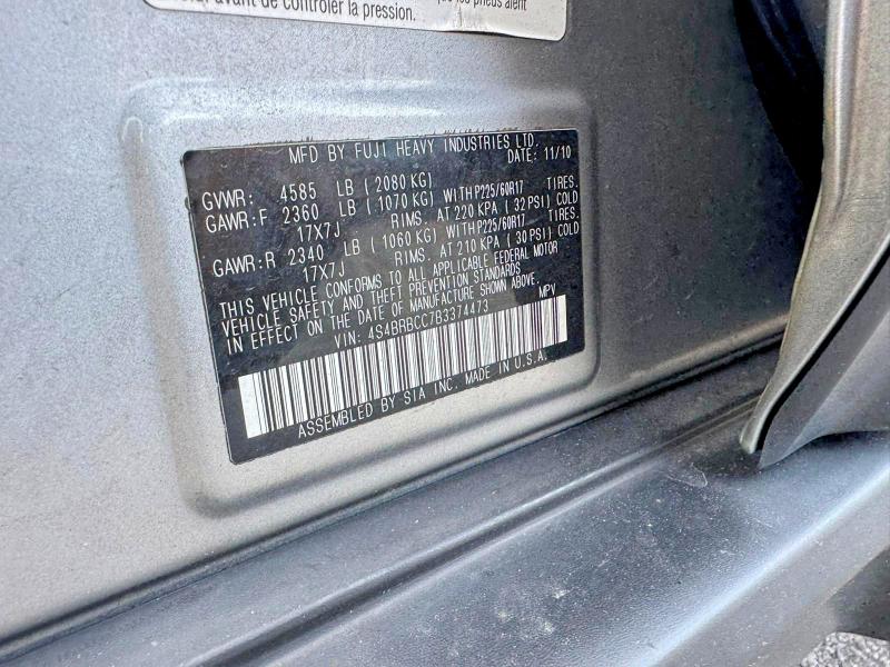Photo 10 from auction – 2011 SUBARU OUTBACK with VIN 4S4BRBCC7B3374473