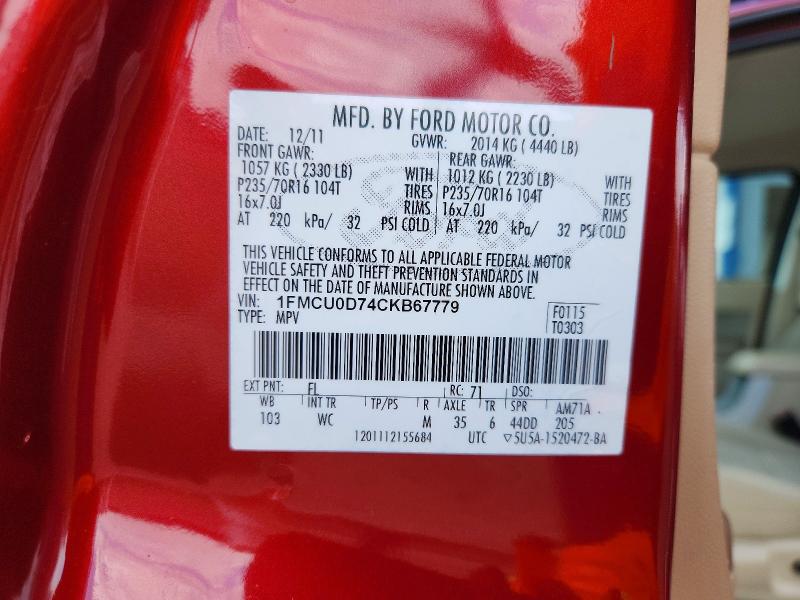 Photo 14 from auction – 2012 FORD ESCAPE with VIN 1FMCU0D74CKB67779