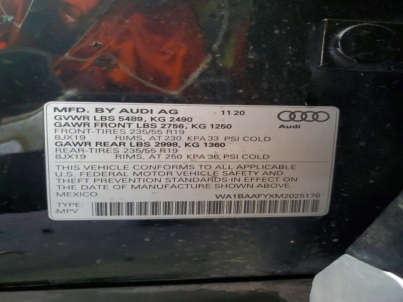 Photo 14 from auction – 2021 AUDI Q5 with VIN WA1BAAFYXM2025176
