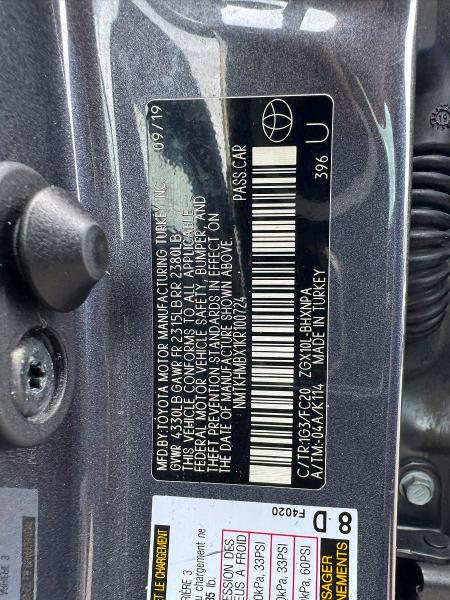 Photo 10 from auction – 2019 TOYOTA C-HR with VIN NMTKHMBX1KR100724