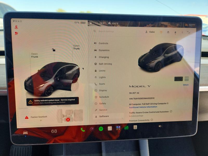 Photo 9 from auction – 2022 TESLA MODEL Y with VIN 7SAYGDEE9NA002512