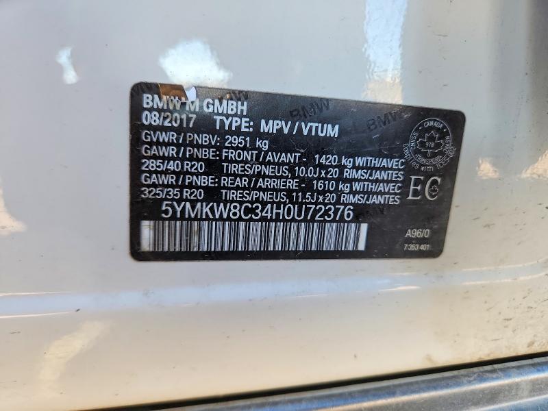 Photo 14 from auction – 2017 BMW X6 with VIN 5YMKW8C34H0U72376