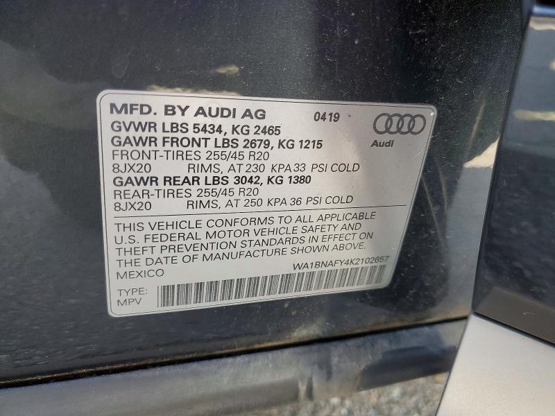 Photo 14 from auction – 2019 AUDI Q5 with VIN WA1BNAFY4K2102657