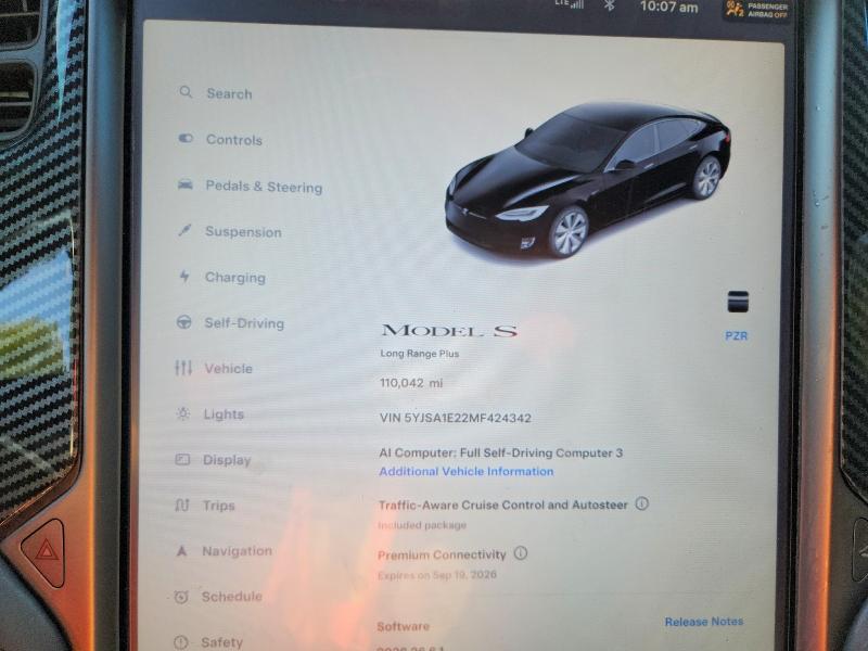 Снимка 9 от търг – 2021 TESLA MODEL S с VIN 5YJSA1E22MF424342