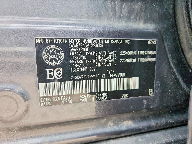 Photo 14 from auction – 2023 TOYOTA RAV4 with VIN 2T3DWRFV4PW176143