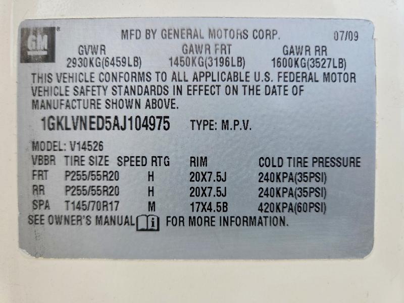 Photo 14 from auction – 2010 GMC ACADIA with VIN 1GKLVNED5AJ104975