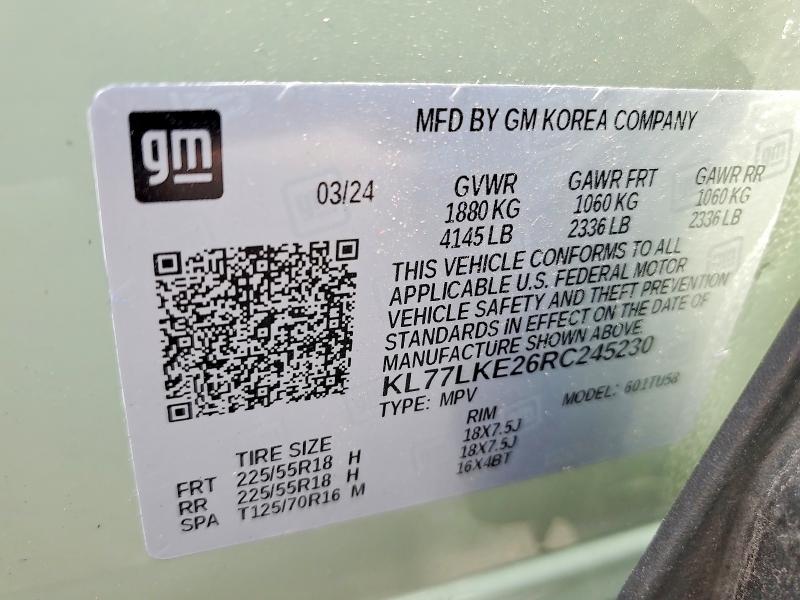 Photo 14 from auction – 2024 CHEVROLET TRAX with VIN KL77LKE26RC245230