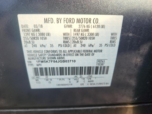 Photo 14 from auction – 2018 FORD EXPLORER with VIN 1FM5K7F84JGB03710