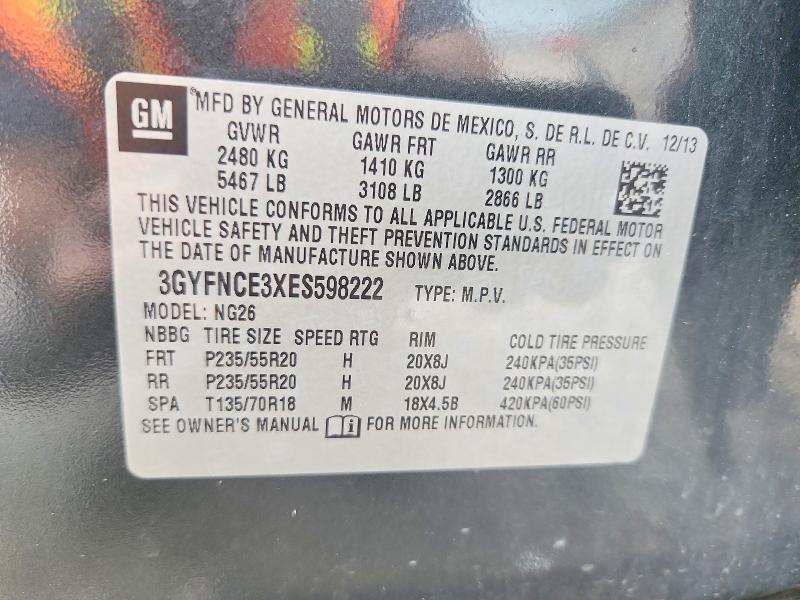 Photo 14 from auction – 2014 CADILLAC SRX with VIN 3GYFNCE3XES598222