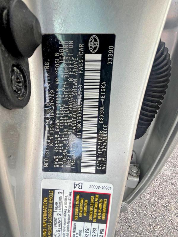 Photo 14 from auction – 2009 TOYOTA AVALON with VIN 4T1BK36B39U345523