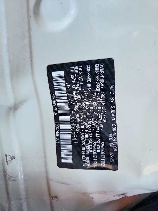 Photo 14 from auction – 2025 SUBARU FORESTER with VIN JF2SLDBCXSH605647