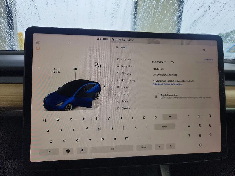 Photo 9 from auction – 2022 TESLA MODEL 3 with VIN 5YJ3E1EA8NF371339