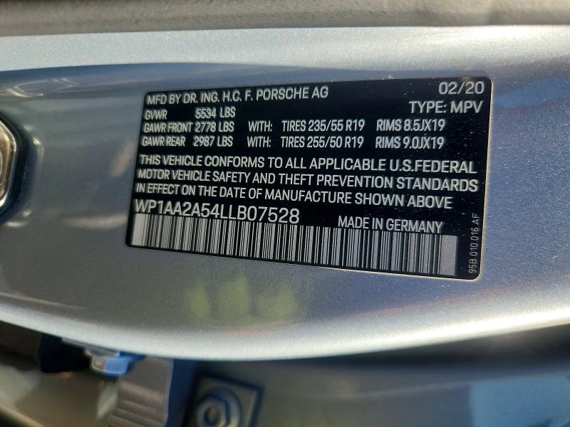 Photo 14 from auction – 2020 PORSCHE MACAN with VIN WP1AA2A54LLB07528