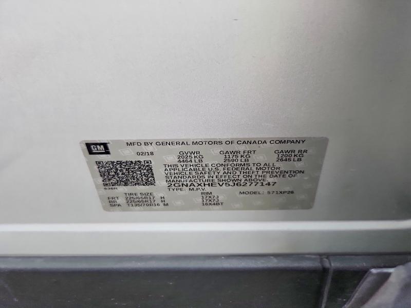Photo 14 from auction – 2018 CHEVROLET EQUINOX with VIN 2GNAXHEV5J6277147
