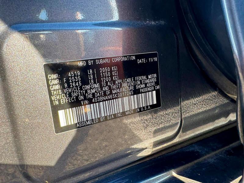 Photo 10 from auction – 2019 SUBARU LEGACY with VIN 4S3BNAN65K3017245