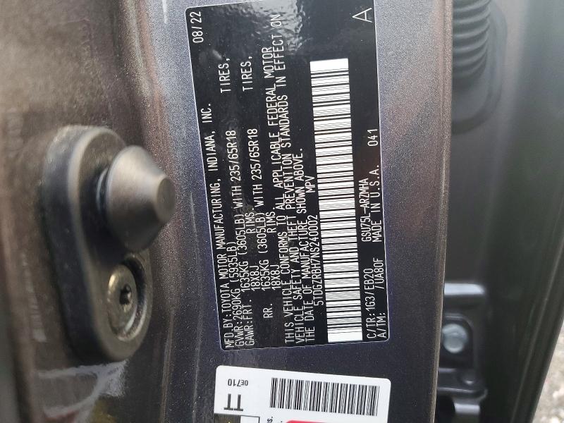 Photo 14 from auction – 2022 TOYOTA HIGHLANDER with VIN 5TDGZRBH7NS240002