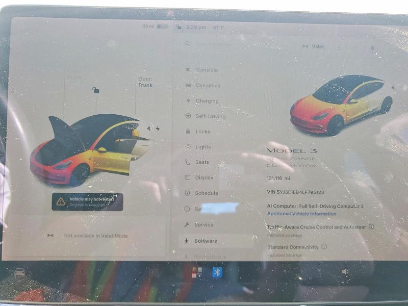 Photo 9 from auction – 2020 TESLA MODEL 3 with VIN 5YJ3E1EB4LF795123