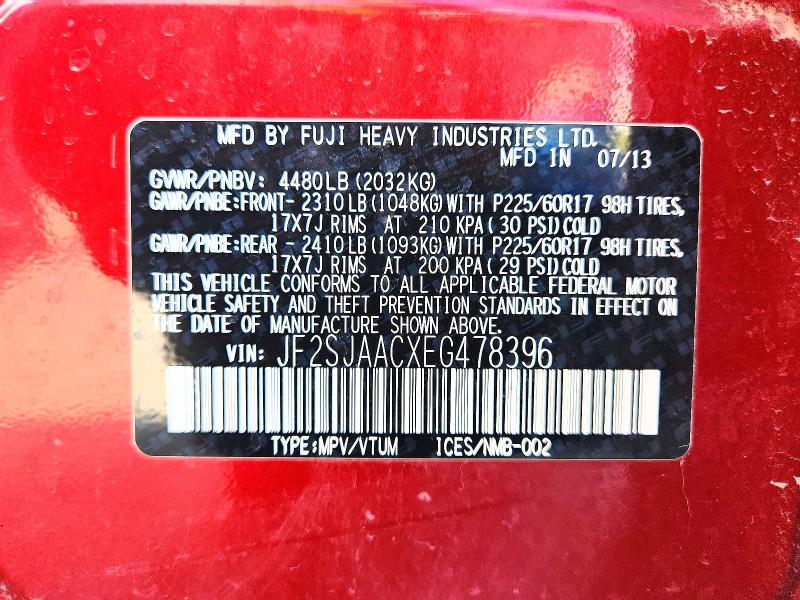 Photo 14 from auction – 2014 SUBARU FORESTER with VIN JF2SJAACXEG478396