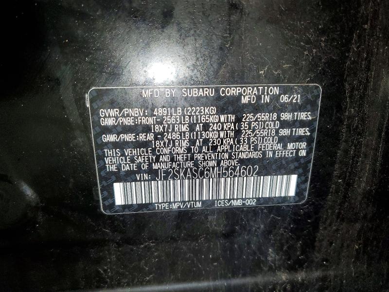 Photo 14 from auction – 2021 SUBARU FORESTER with VIN JF2SKASC6MH564602