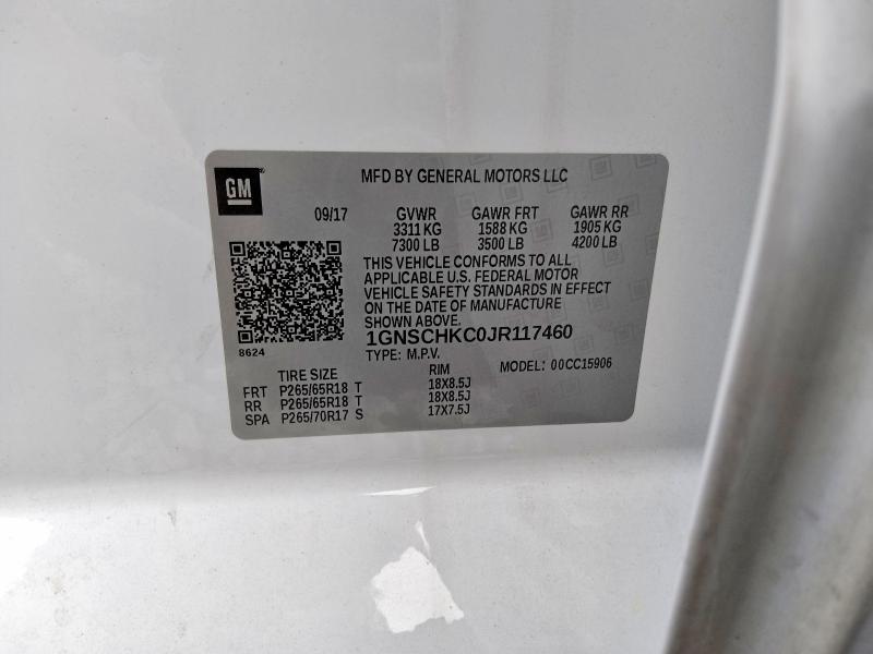 Photo 13 from auction – 2018 CHEVROLET SUBURBAN with VIN 1GNSCHKC0JR117460