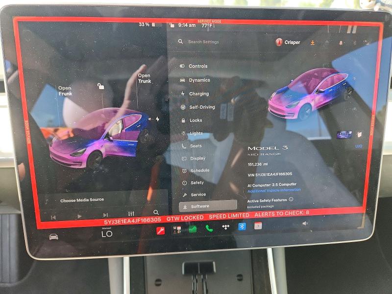 Photo 9 from auction – 2018 TESLA MODEL 3 with VIN 5YJ3E1EA4JF166305