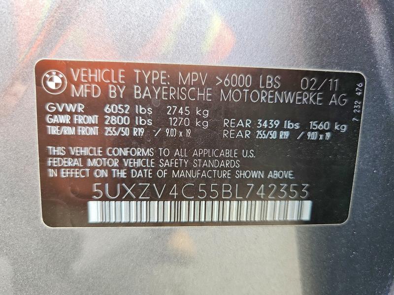 Снимка 14 от търг – 2011 BMW X5 с VIN 5UXZV4C55BL742353