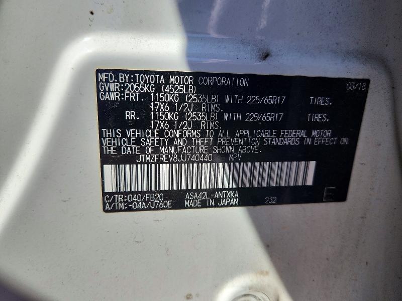Photo 14 from auction – 2018 TOYOTA RAV4 with VIN JTMZFREV8JJ740440