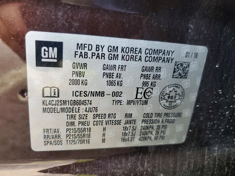 Photo 14 from auction – 2016 BUICK ENCORE with VIN KL4CJ2SM1GB604574